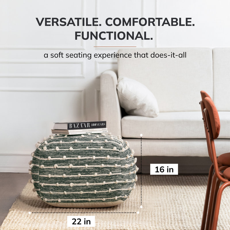 Basilio Upholstered Pouf, Dark Green