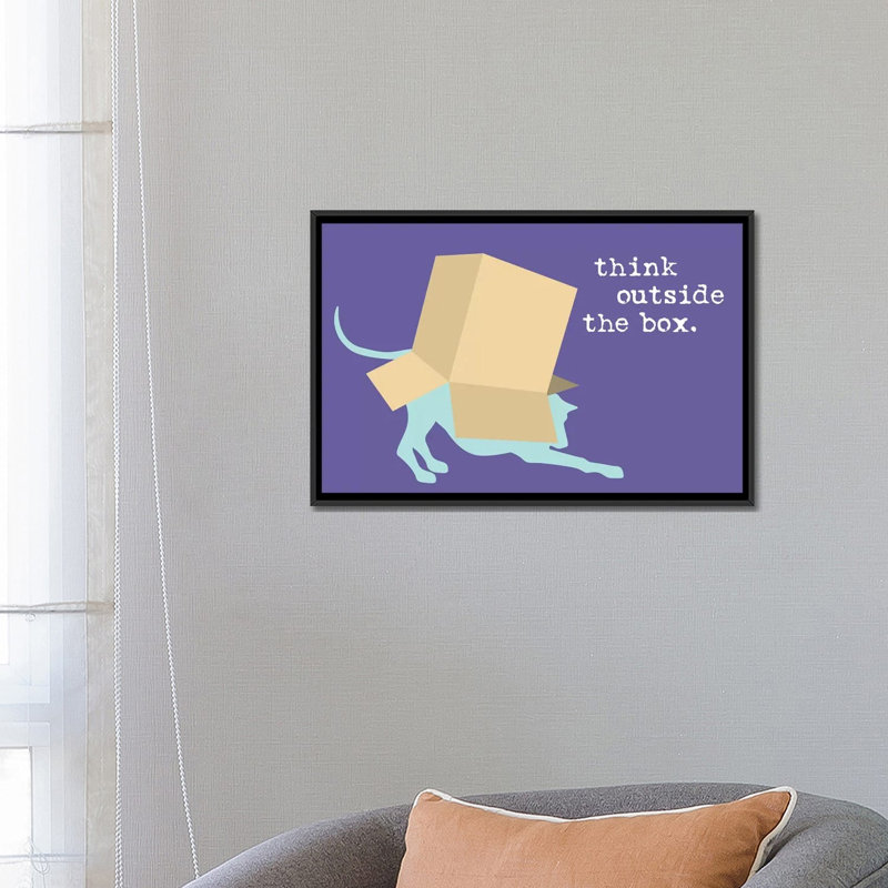 «Out the box», impression sur toile, H 18 po x l 26 po x P 1,5 po, Toile avec cadre noir, Pas de tapis