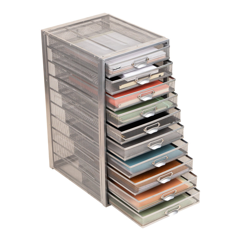 Organisateur de bureau à 10 tiroirs pour fournitures de bureau, artisanat, tri du courrier et plus, filet métallique