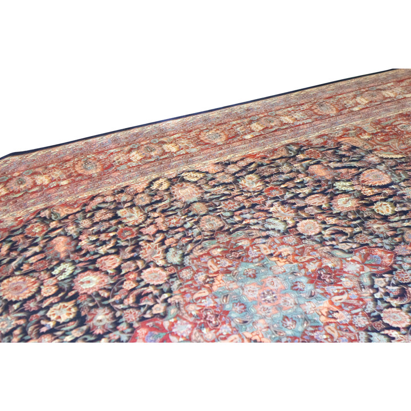Hand Knotted Wool Area Rug in Blue/Red