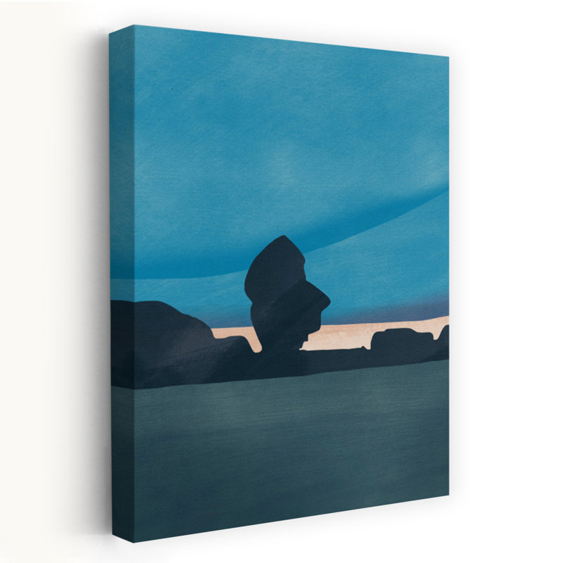 Serene Coastal Silhouette Abstract Contemporary Minimalist Horse Landscape Nature Wall Art Print, 91.44cm H x 60.96cm W
