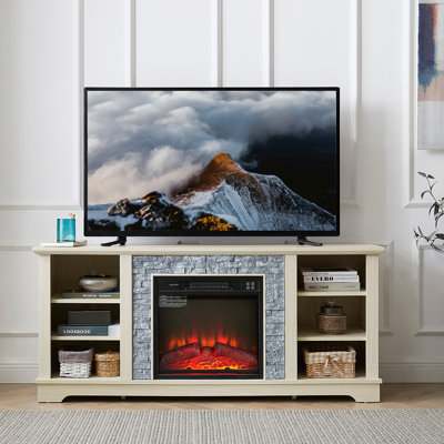 Meuble télé avec foyer en pierre Mantel