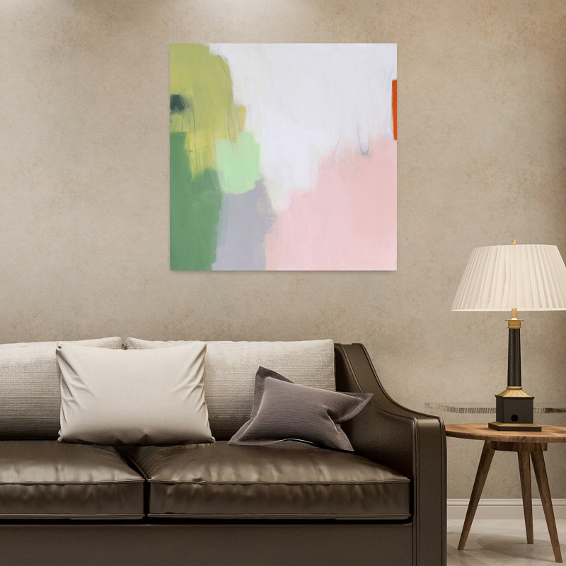 Art contemporain abstrait citron ambrosia, H 32 po x l 32 po