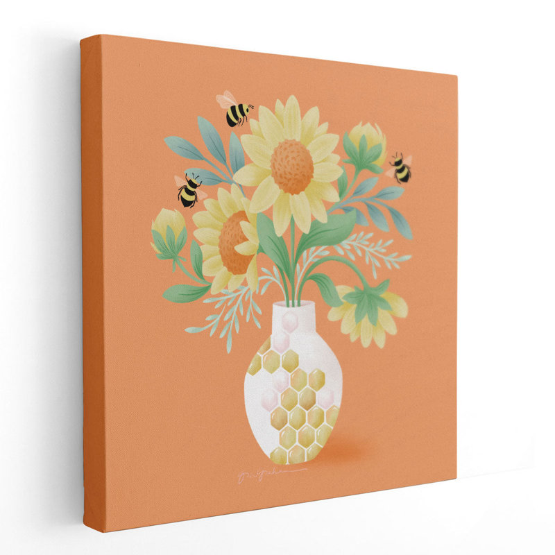 Tournesol bouquet - reproduction d'art sur toile, H 12 po x l 12 po