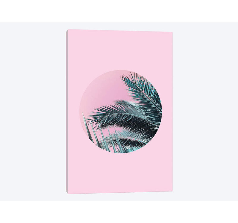 « palms on rose », impression sur toile, H 12 po x l 8 po x P 0,75 po, Pas de tapis, Toile tendue