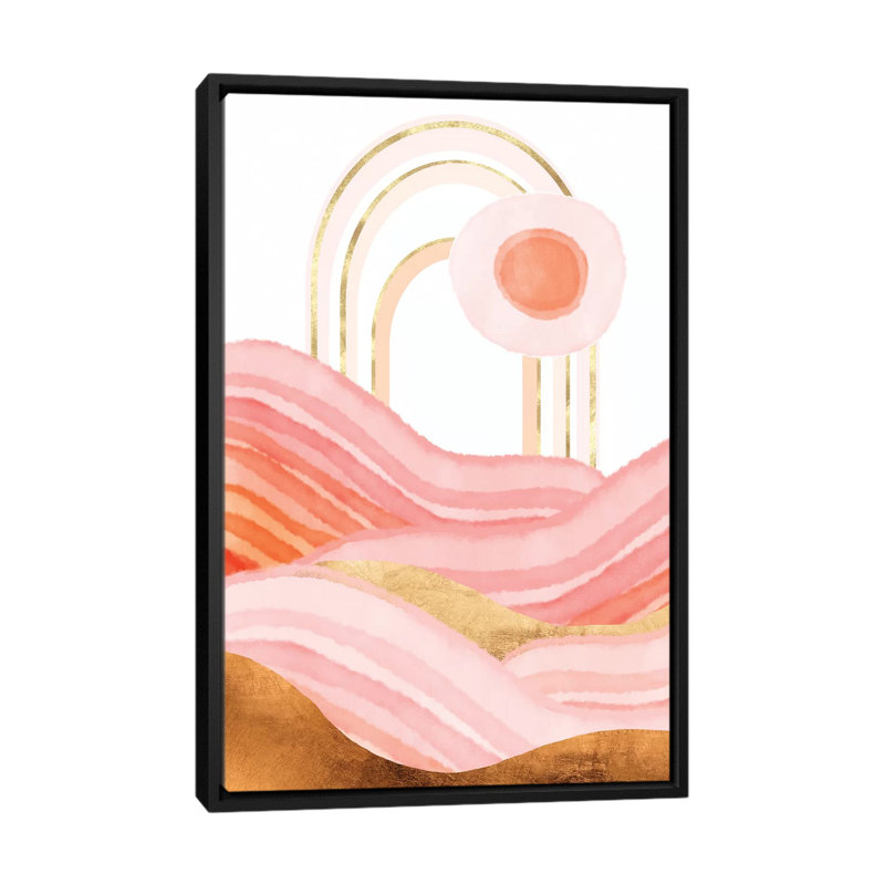 «Late Summer Sunset», reproduction d'impression, H 26 po x l 18 po x 1,5 po, Pas de tapis, Toile avec cadre noir