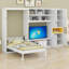 Lit escamotable moderne en bois avec armoires de rangement, tiroirs, tablettes et meuble télé-1354086277