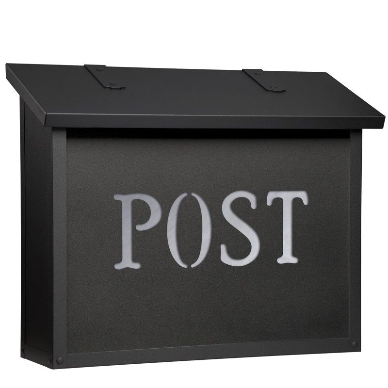 Classic Brass Wall Mounted Mailbox, Wispy White, Textured Black