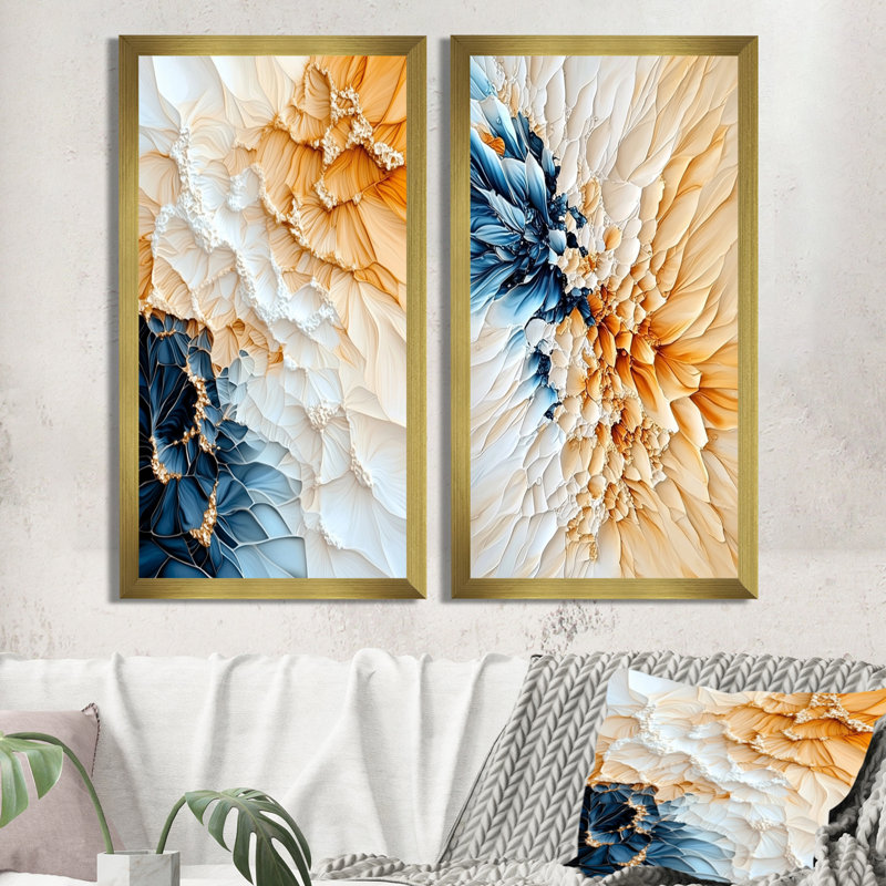 Lumineux prisme abstrait naturel biogénique I - Botanicals, art mural moderne abstrait 2 pièces, H 40 po x l 40 po