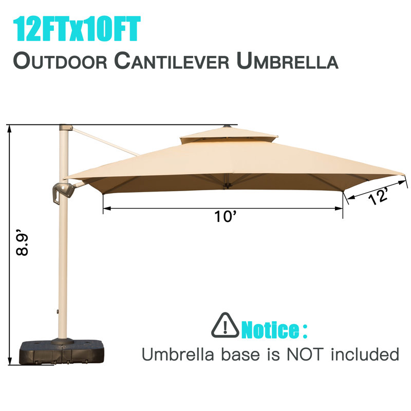 Parasol en porte-à-faux Deraway, Beige, 12 pi x 10 pi
