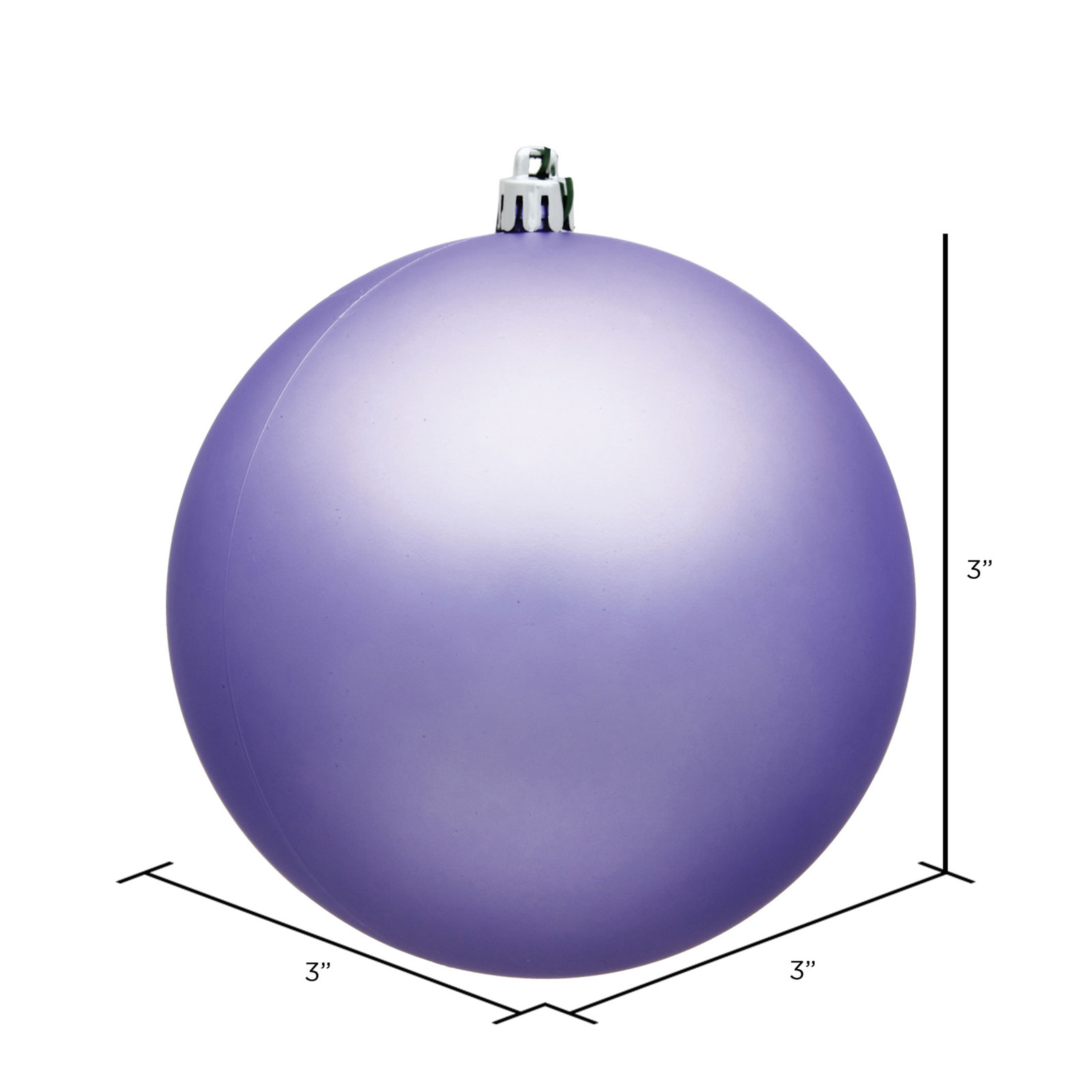 Holiday Décor Ball Ornament, Lavender Matte, 3" H x 3" W x 3" D