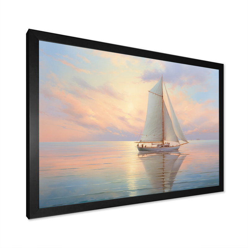Sailboat Sailing Serenade II - Sailing Boat Wall Art Prints, H 24 po x l 32 po x P 1 po, Cadre simple noir