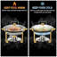 Elegant 5Qt Gold Stainless Steel Chafing Dish Buffet Set – 4 Pack Round Food Warmers with Tempered Glass Lids, Full Size Pans, Utensils, Folding Stands & Alcohol Fuel Holders