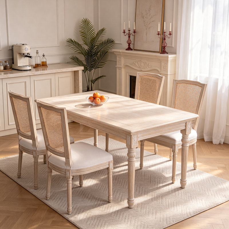 Ensemble de 2 chaises de salle à manger de style campagnard français