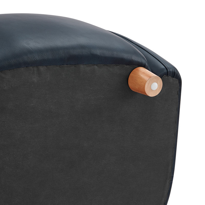 Lannion Upholstered Wingback Armchair, Blue Top Grain Leather