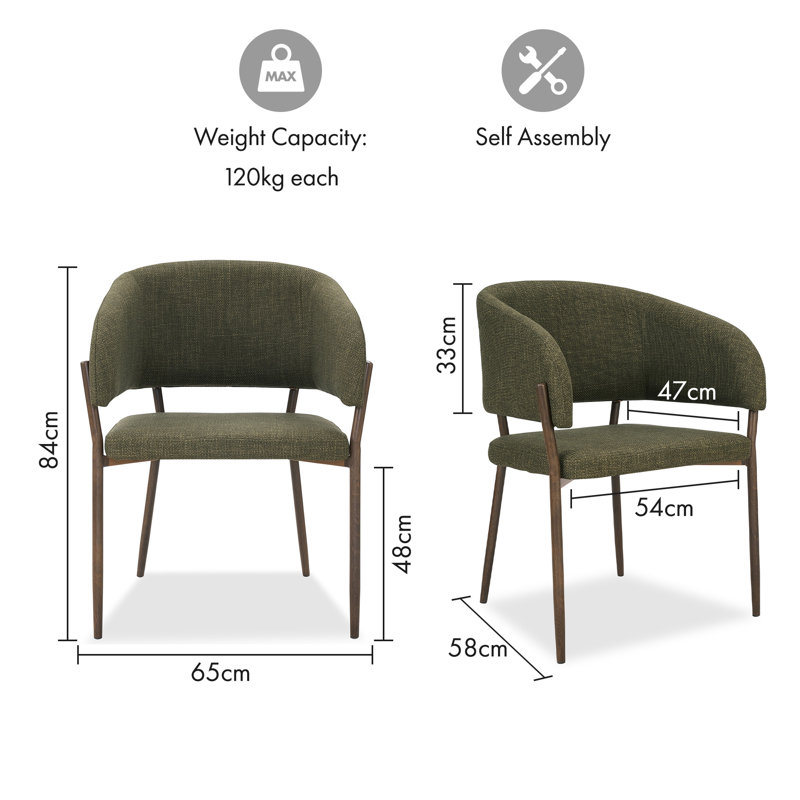 Oxford Upholstered Dining Chairs Set, Dark Brown Wood, Green