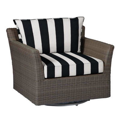 Fauteuil pivotant club tissé - noyer noir