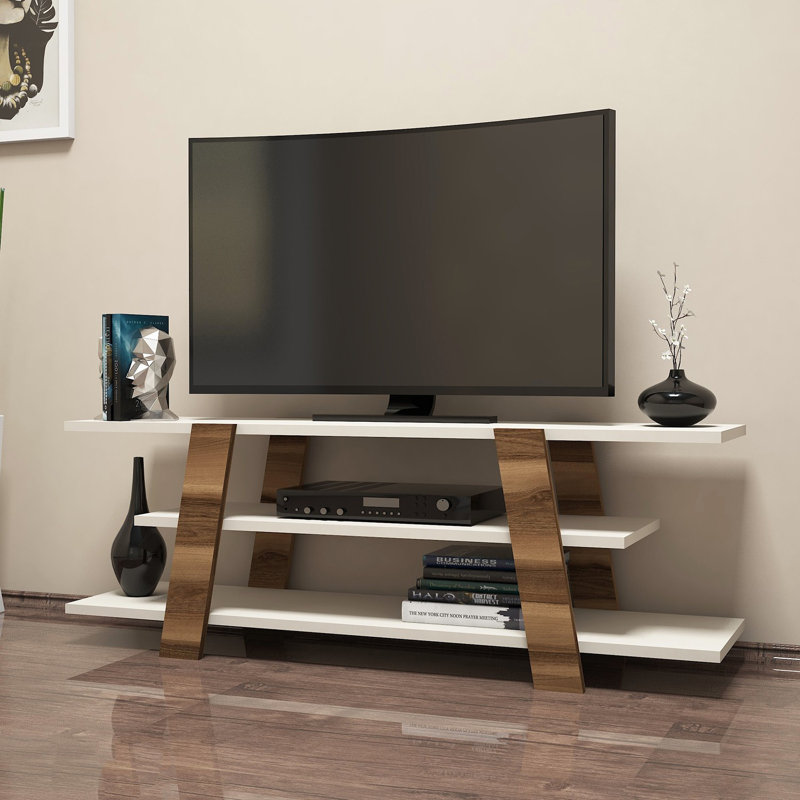 Amariyana Unfinished TV Stand for TVs up to 43", Walnut/Cream