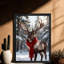 Reproduction d'art encadrée noire de rennes de Noël-1692957017