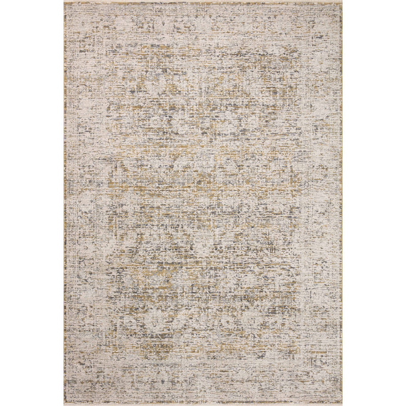 Amber Lewis x Loloi Alie Gold / Beige Area Rug, Rectangle 7'10" x 10'