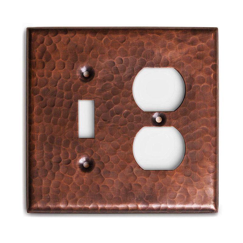 Hand Hammered 2-Gang Toggle/Duplex Combination Standard Wall Plate, Copper