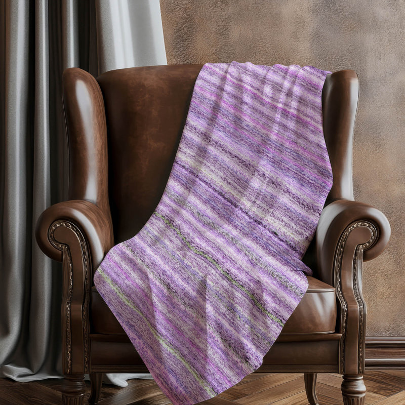 Jeté à rayures Addison Sherpa ASB598, Mauve