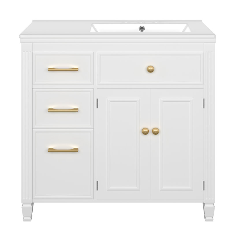 Meuble-lavabo de salle de bain avec lavabo, Blanc