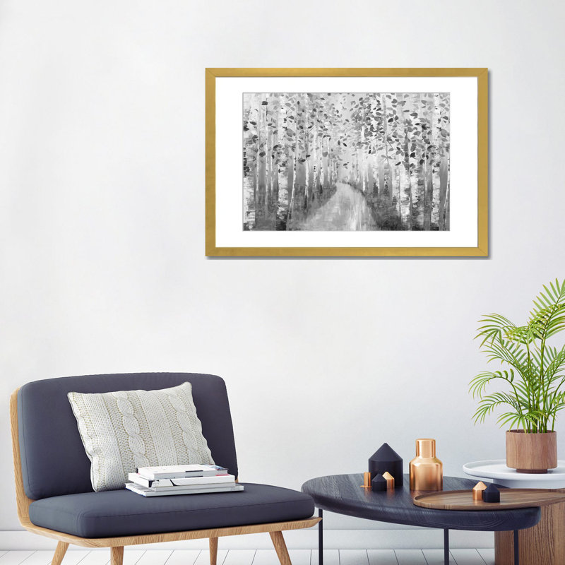 New Path I - noir et blanc, Cadre d'angle ouvert noir, H 16 po x l 24 po