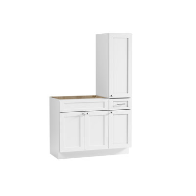 Disar 45'' Single Bathroom Vanity With Right Tall Linen Cabinet Dovetail Solid Wood Drawer Base Only