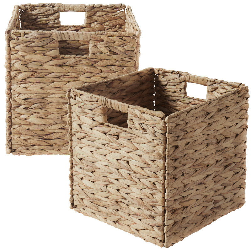 Panier de rangement en osier pliable Cornetta Water Hyacinth , H 10,5 po x l 10,5 po x P 10,5 po