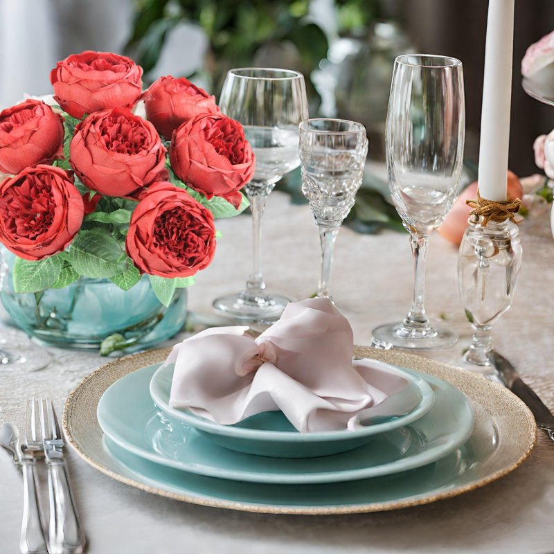 Buisson de roses en pleine floraison, Rouge