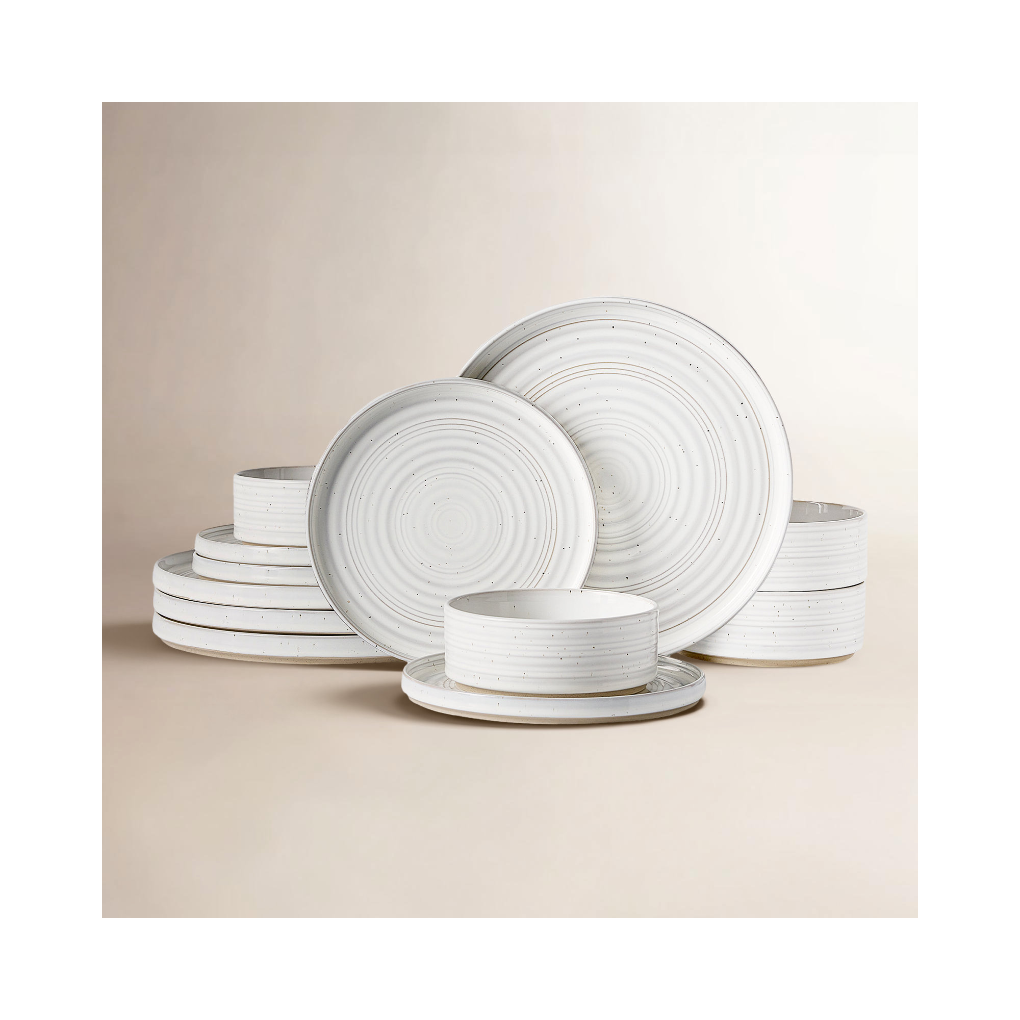 Galaxy Plates And Bowls Sets, 12 Piece Dinnerware Sets, White, Earth Tone