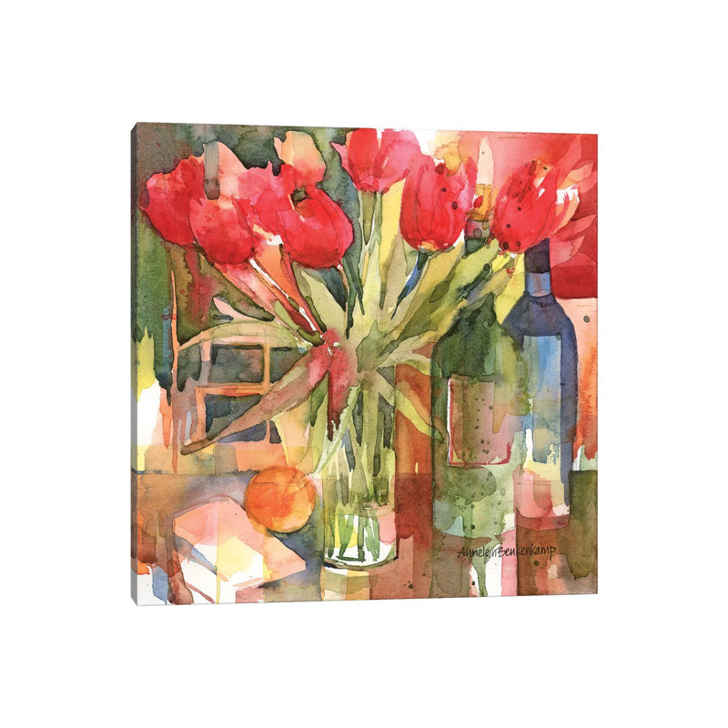 Bottles And Blooms by Annelein Beukenkamp - Wrapped Canvas Painting, 45.72 cm H x 45.72 cm W x 3.175 cm D