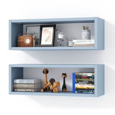 Ensemble de 2 tablettes cubiques cubiques 24 po Kaboon, 2 cubes rectangulaires, bleu grisâtre