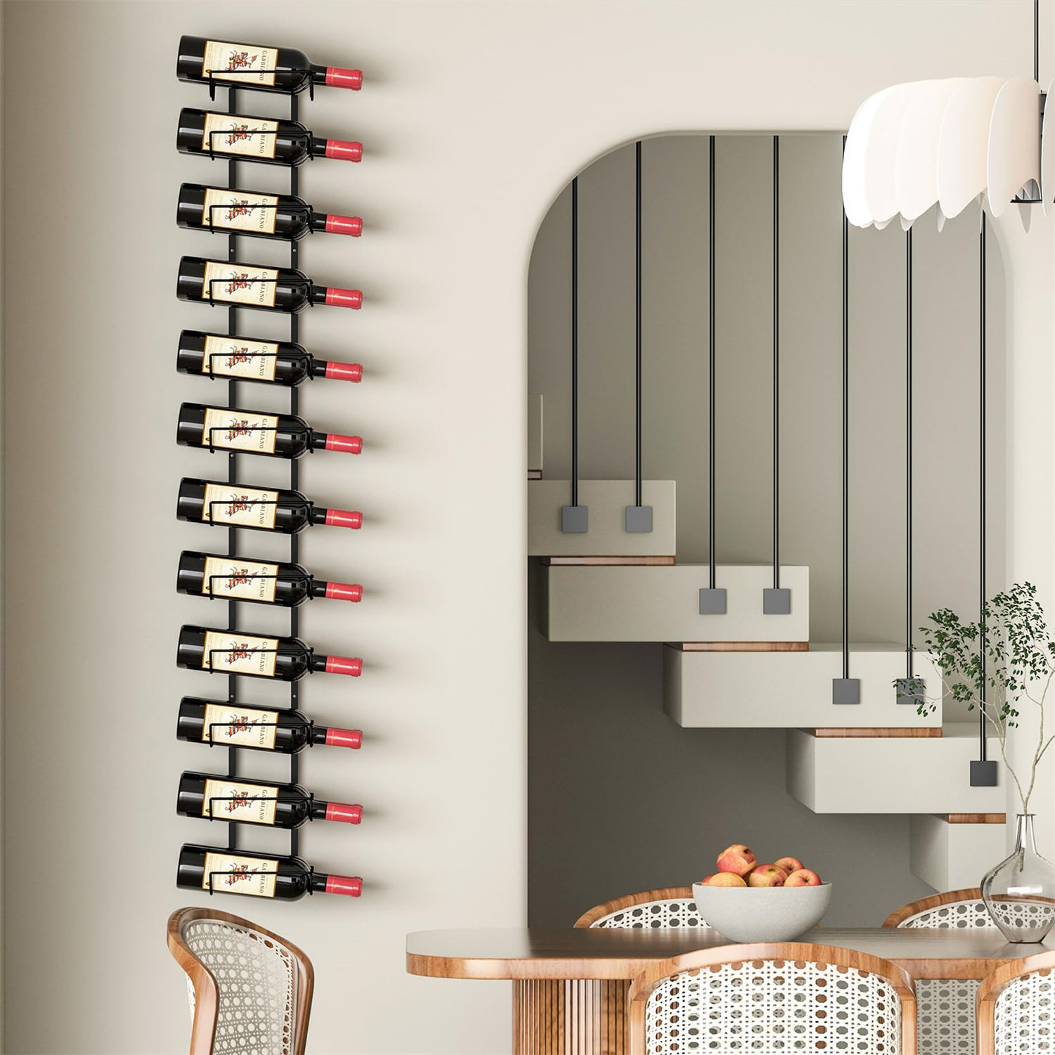 Prep & Savour Sammie Wall Mounted Wine Bottle & Glass Rack Black | Wayfair