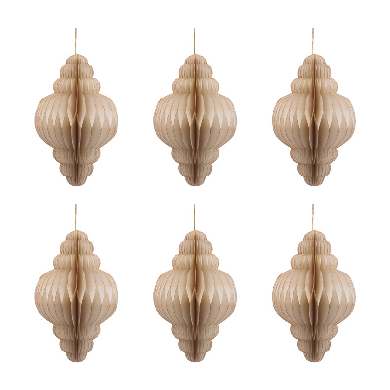 Ensemble de 6 ornements en papier, Cream
