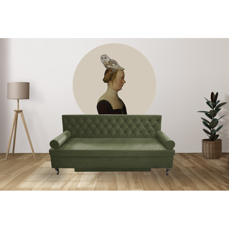 Glamour 3 Seater Sofa Bed, Old Green