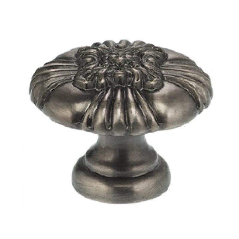 Poignée champignon ornée, Étain, H 1,63 po x l 1,63 po x P 1,19 po