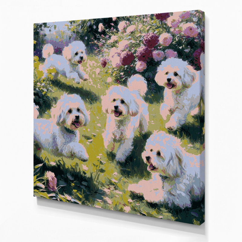 «Dogs Bichon Frise», art mural sur toile, H 8 po x l 8 po
