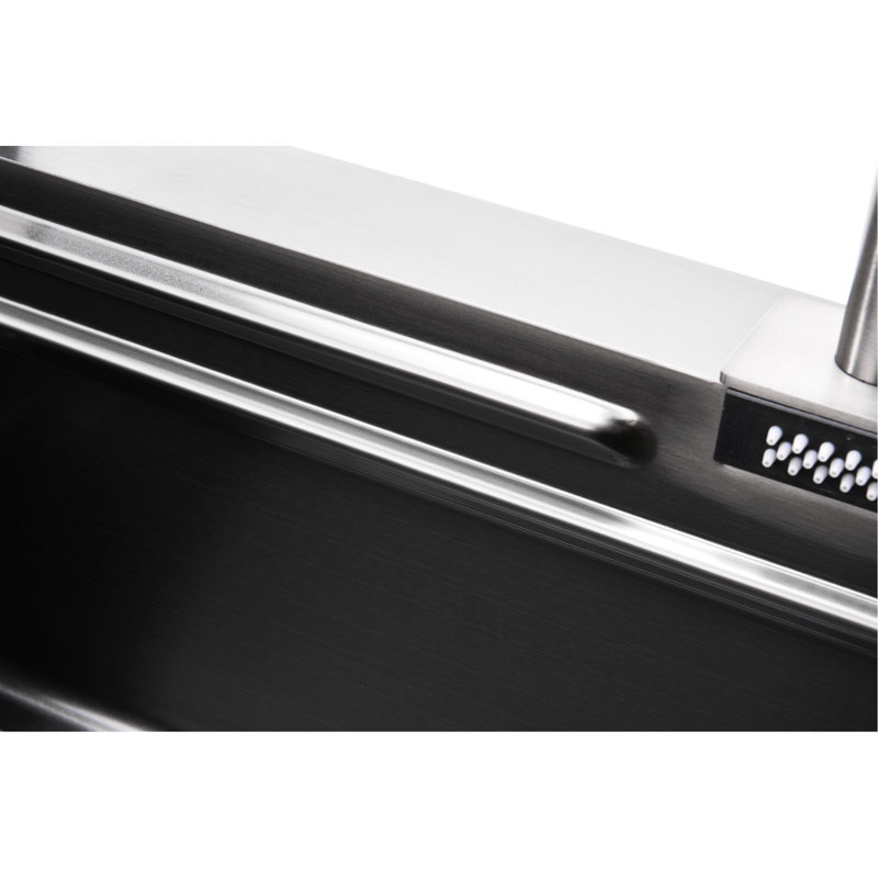 304 Stainless Steel Flying Rain Waterfall Basin - Sink For Kitchen Vegetable Wash Gray Single Slot With Control