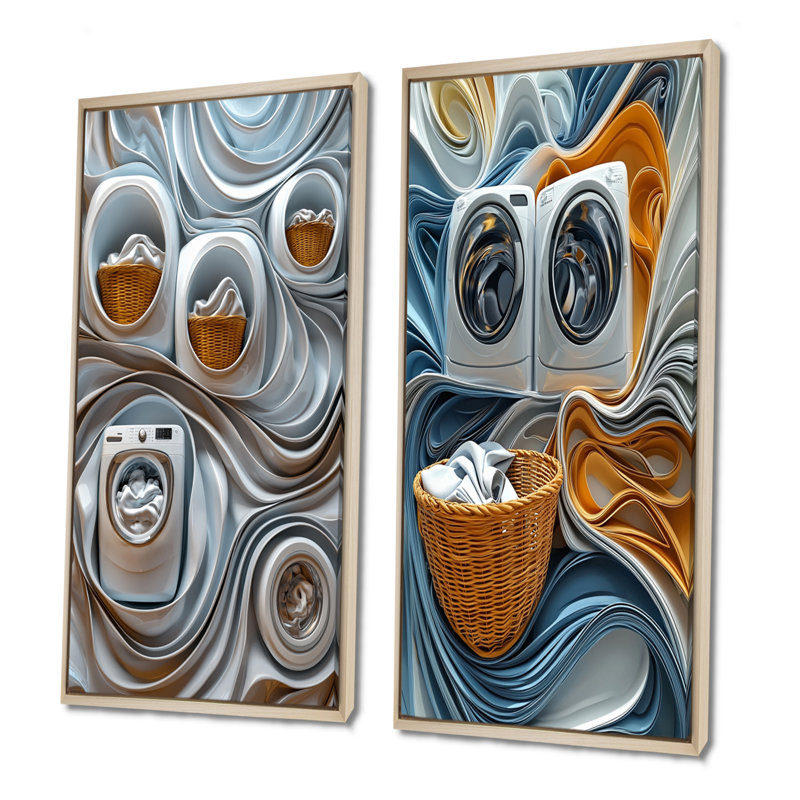 Ensemble de 2 pièces d'art mural gris, H 28 po x l 24 po, Impression encadrée, Érable