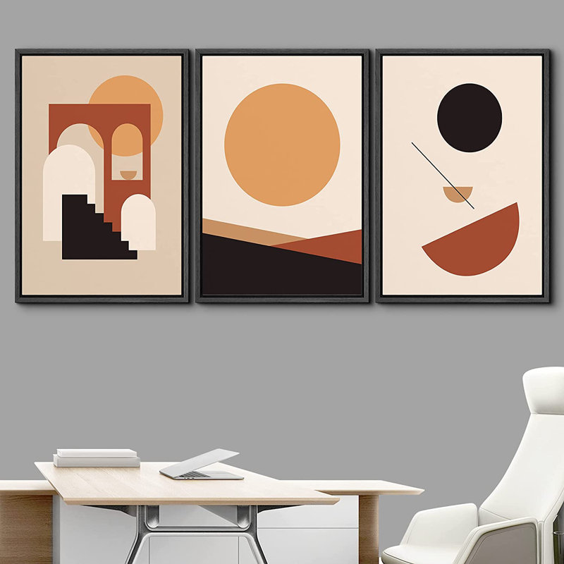 Ensemble de 3 impressions sur toile à cadre flottant, Blanc, H 24 po x l 48 po x P 1,5 po