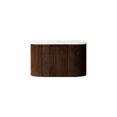 Wall Mounted Plywood Cabinet 24 Inches, White Sintered Stone, Drawer With Smooth Operation And Silent, Dark Walnut Finish 24'' Cabinet, Plywood, Stone Top, One Drawer, Color