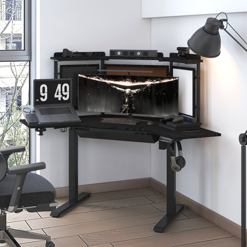 Nirmal Adjustable Height Iron Standing Desk, Black