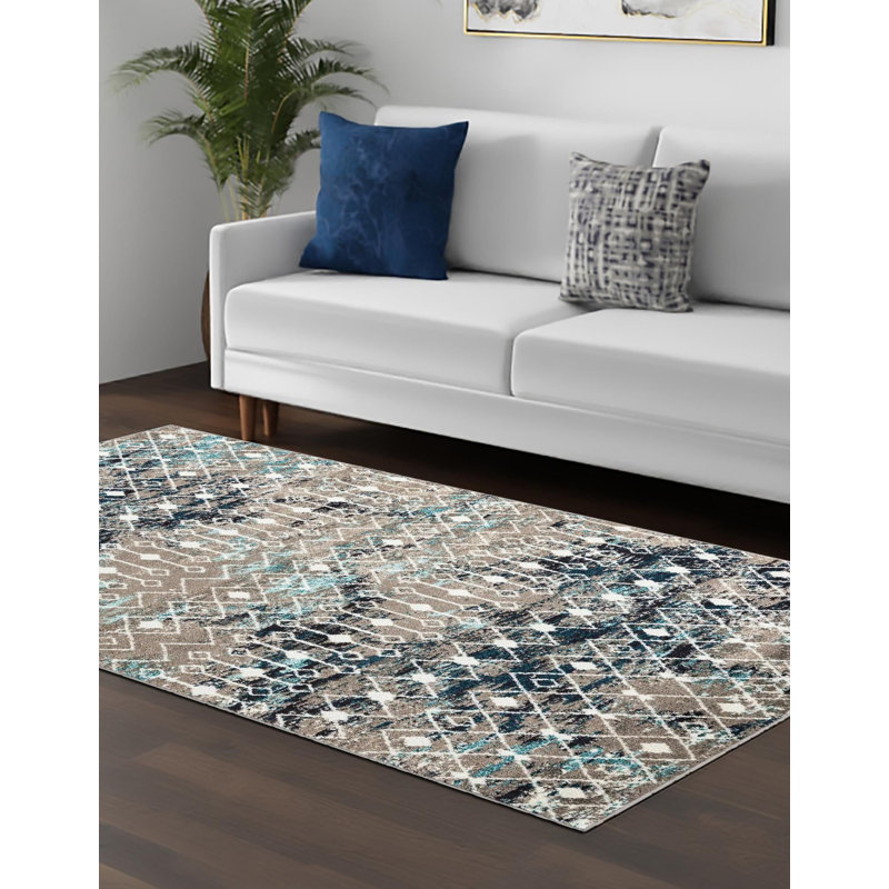 Tapis brun / noir en polypropylène tissé à la machine Briehn, Tapis de couloir de 2 pi x 7 pi