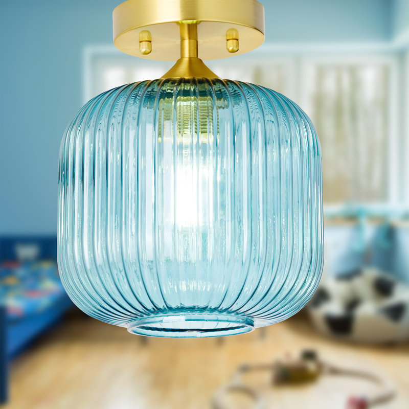 Plafonnier globe bleu 10,25 "H, Bleu