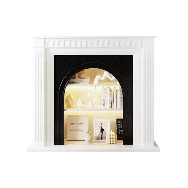White + Black Manufactured Wood Electric Fireplace