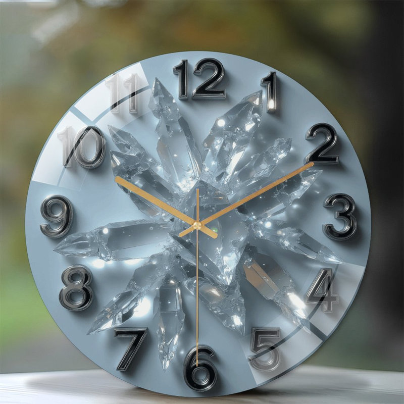 Horloge murale élégante en cristal avec art chatoyant - horloge murale moderne en verre 12 po