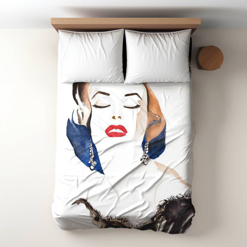 Housse de couette rétro bleu chic Marilyn Monroe | Décoration intérieure