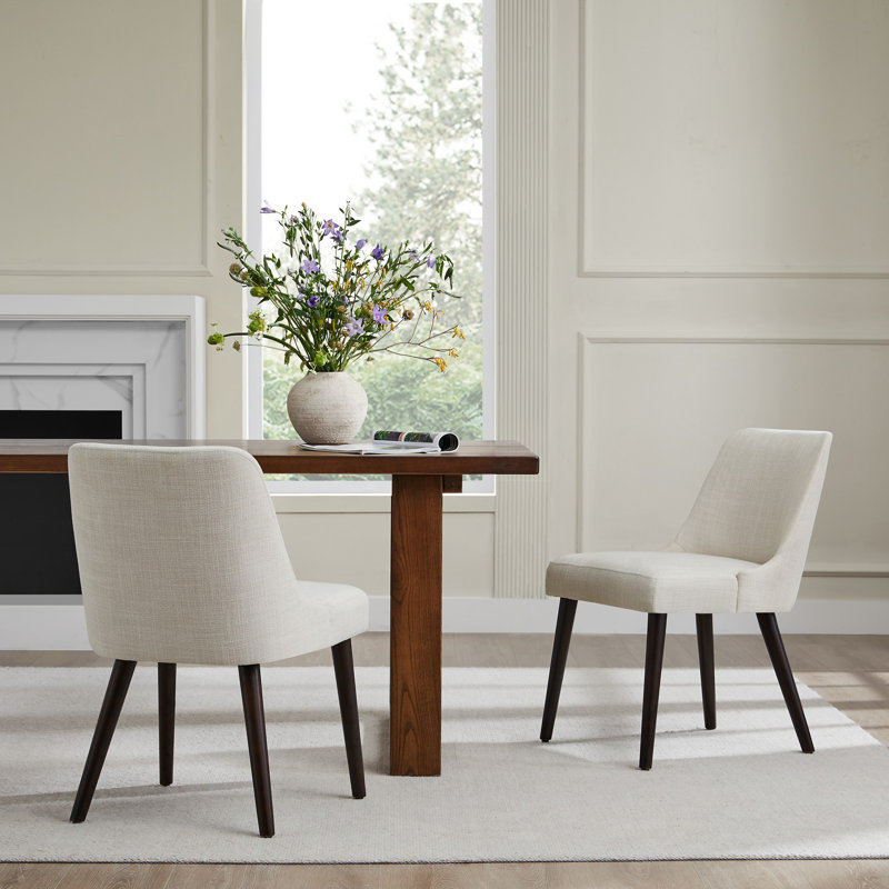 Chaise d'appoint rembourrée en bois massif Bremment, Lin lin
